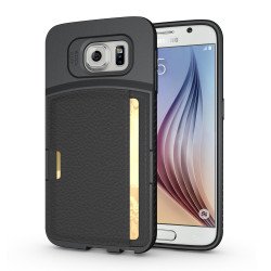 Samsung Galaxy S6 Edge Credit Card Fiber Hybrid Case (Black)